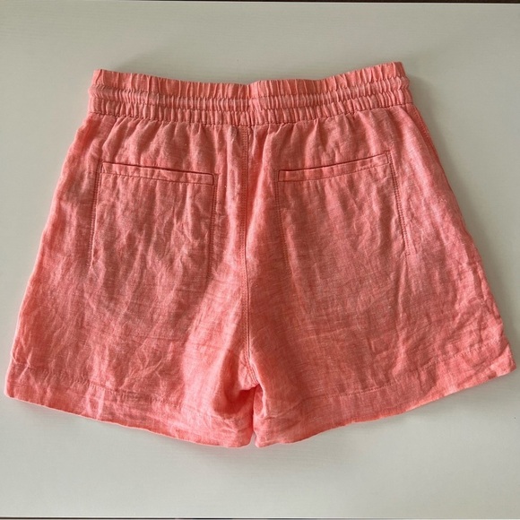 Athleta Retreat Linen Mid Rise Short Elastic Drawstring Salmon Pink Size 4 - Picture 5 of 12